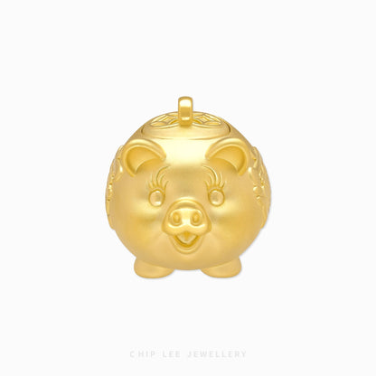 999 Pure Gold Prosperity Pig Figurine by Chip Lee Jewellery, symbolising wealth and good fortune, crafted with intricate detail and elegance.