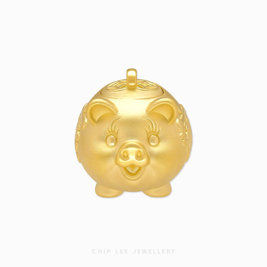 999 Pure Gold Prosperity Pig Figurine by Chip Lee Jewellery, symbolising wealth and good fortune, crafted with intricate detail and elegance.