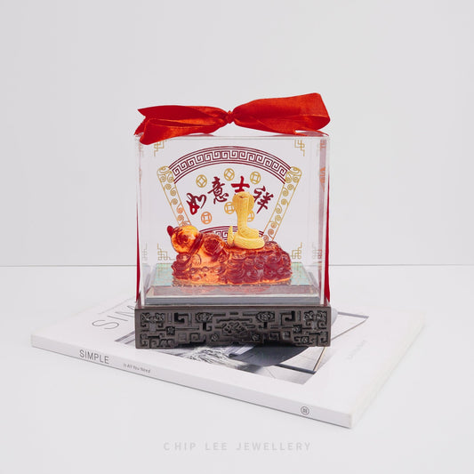 999 Pure Gold Prosperity Snake Figurine by Chip Lee Jewellery, 24K gold purity, symbol of prosperity, luck, protection décor piece