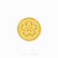 A round gold button with an embossed five-petal flower motif, centered on a plain white background with 'CHIP LEE JEWELLERY' printed faintly at the bottom.