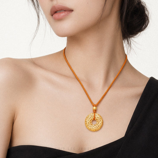 999 Pure Gold Serenity Lotus Gu Fa Jin Necklace