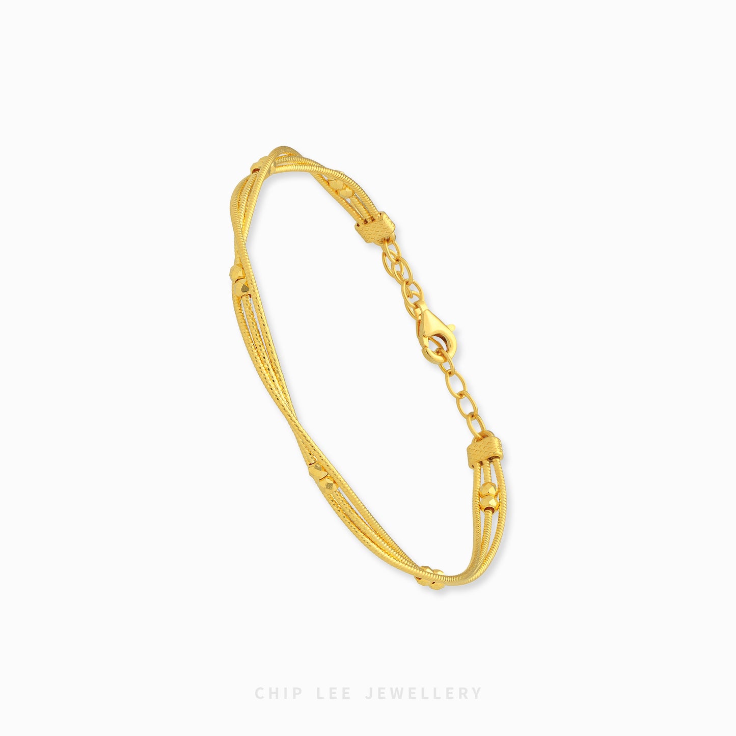 999 gold sphere twisted rope bracelet with bead accents