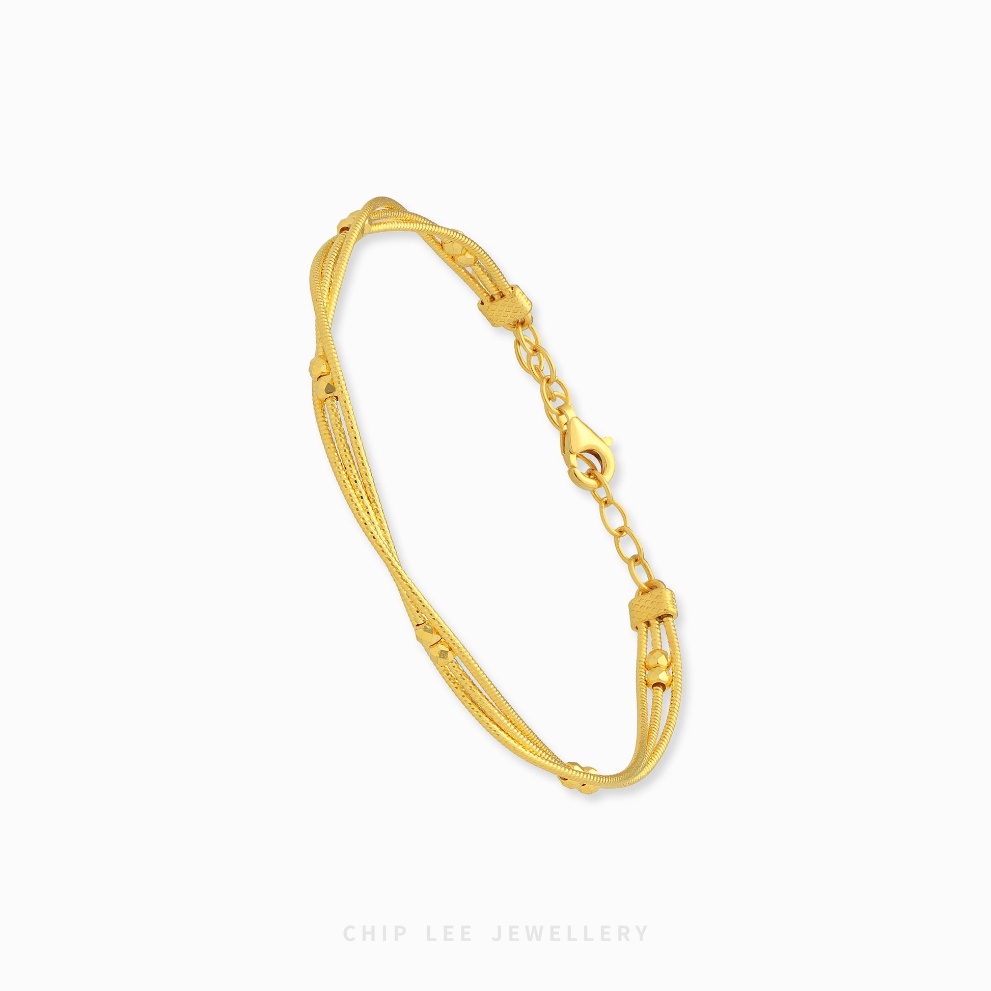 999 gold sphere twisted rope bracelet with bead accents