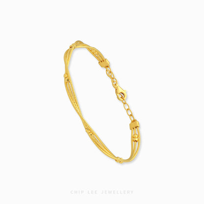 999 gold sphere twisted rope bracelet with bead accents