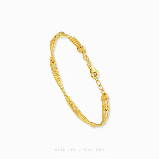 999 gold sphere twisted rope bracelet with bead accents