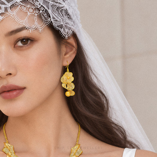 999 Pure Gold Statement Bow Earring