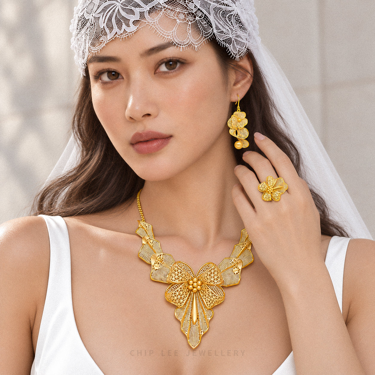 999 Pure Gold Statement Bow Ring