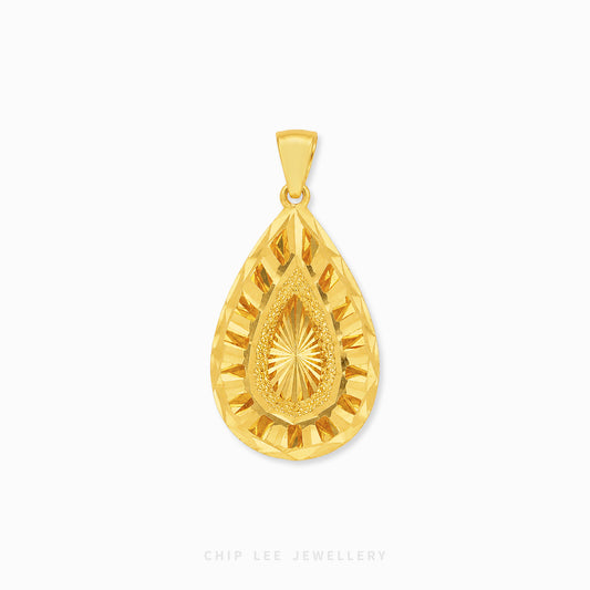 Sunburst Teardrop Pendant Necklace featuring a radiant sunburst design within an elegant teardrop shape