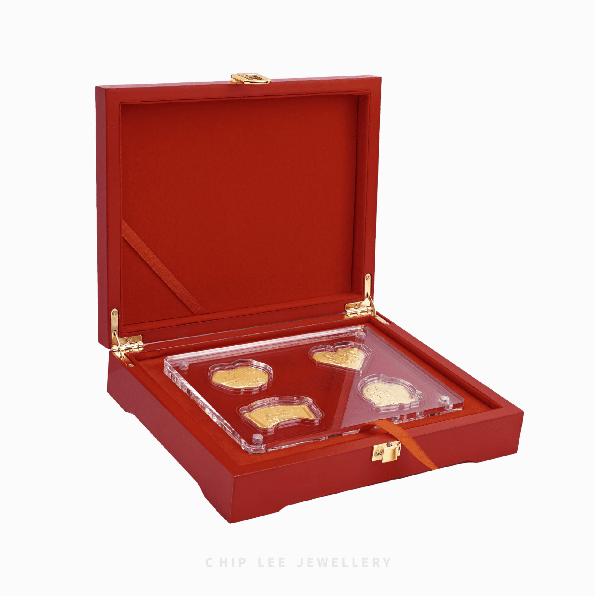 Gold ornament with intricate design on a white background, featuring 'Chip Lee Jewellery' branding.