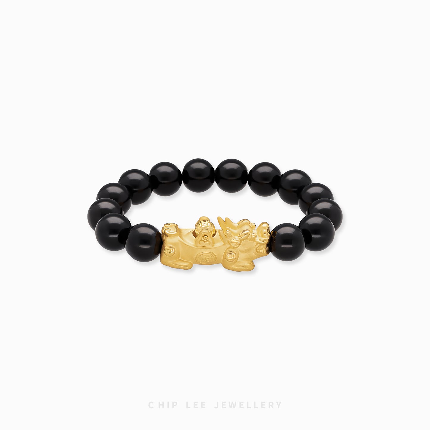 999 Pure Gold Black Fortune & Wealth Agate Pixiu Bracelet | 招财进宝 (Zhao Cai Jin Bao)