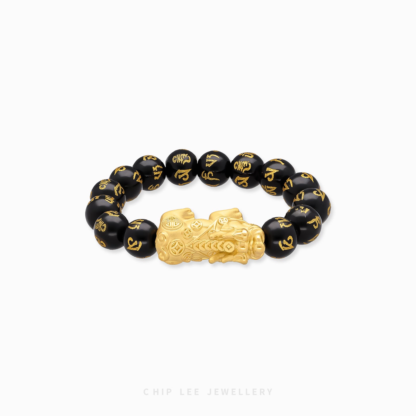 999 Pure Gold Black Obsidian Prosperity Agate Pixiu Bracelet | 财源广进 (Cai Yuan Guang Jin)