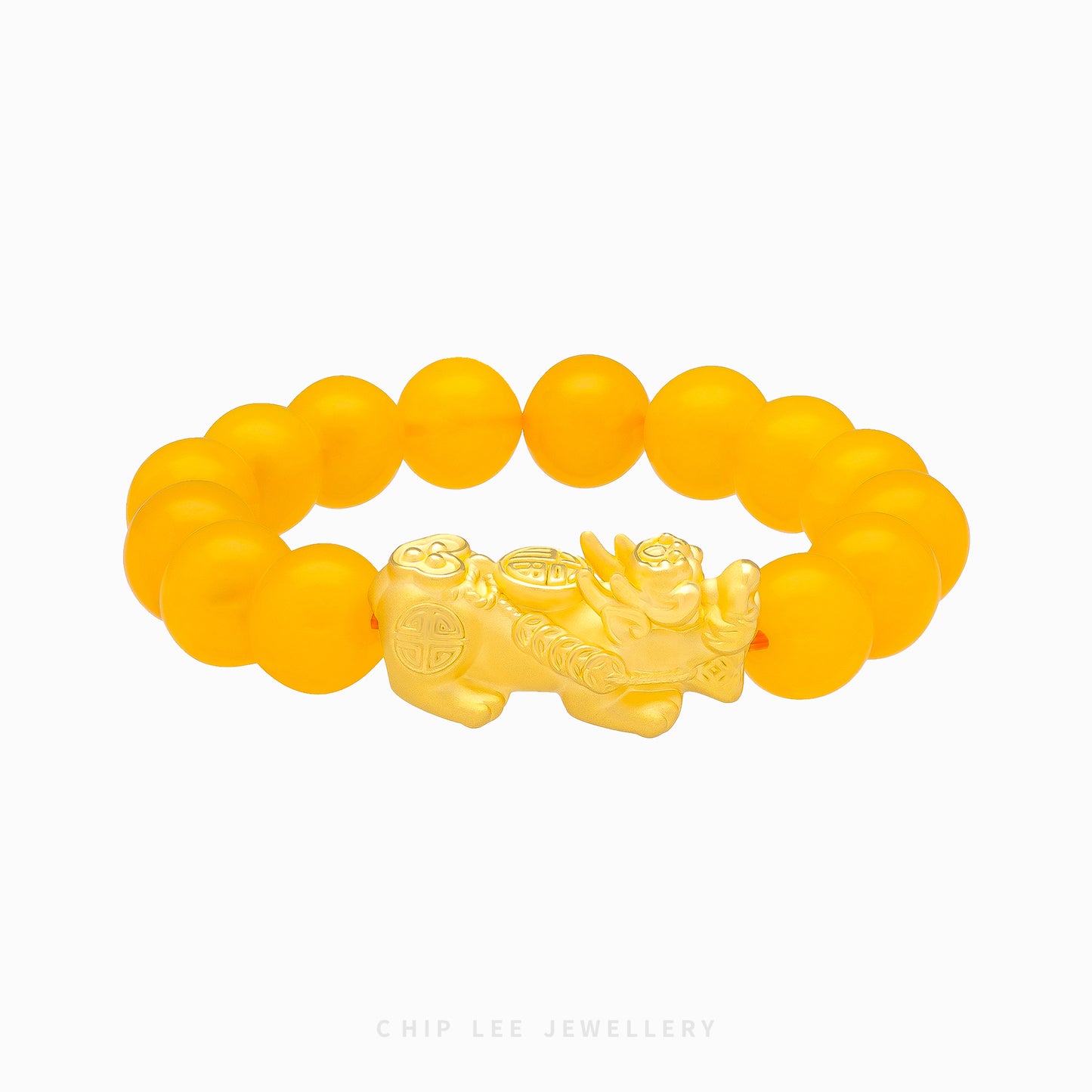 999 Pure Gold Yellow Agate Pixiu Bracelet