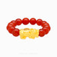 999 Pure Gold Red Agate Pixiu Bracelet