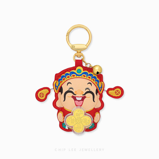 999 Pure Gold God of Fortune Spinning Coin Keychain