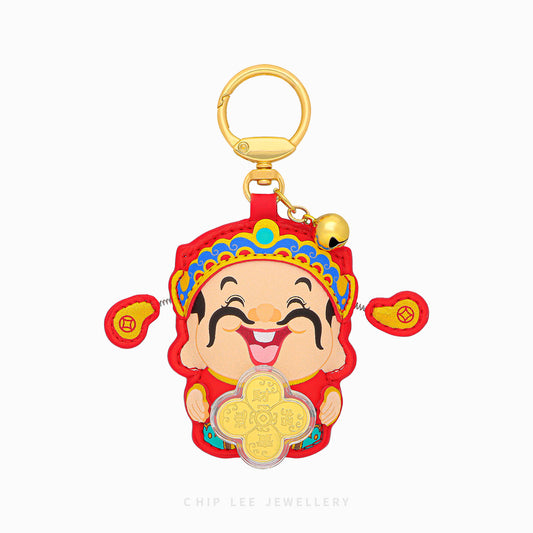 999 Pure Gold God of Fortune Spinning Coin Keychain