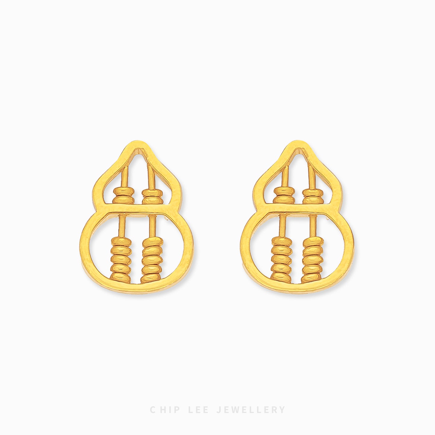 22K gold Abacus Hulu Stud Earring by Chip Lee Jewellery, inspired by traditional abacus beads, symbolising prosperity and balance in a modern design.
