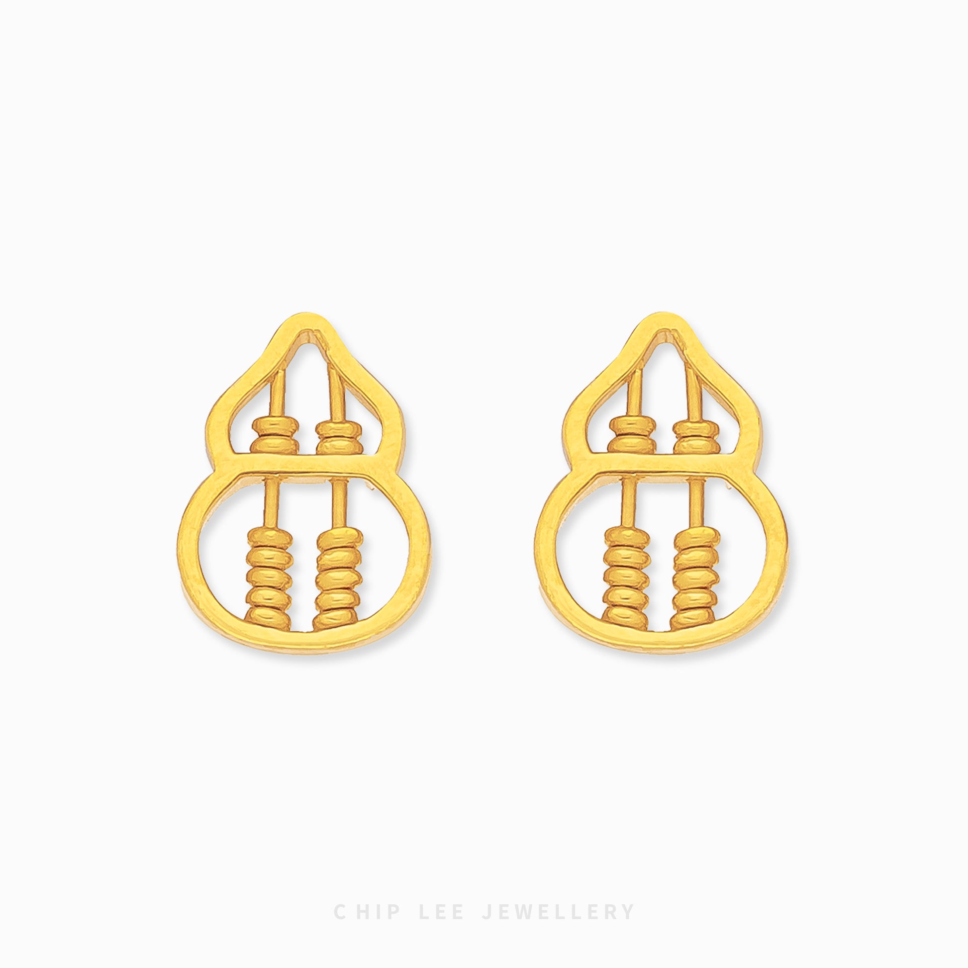 22K gold Abacus Hulu Stud Earring by Chip Lee Jewellery, inspired by traditional abacus beads, symbolising prosperity and balance in a modern design.