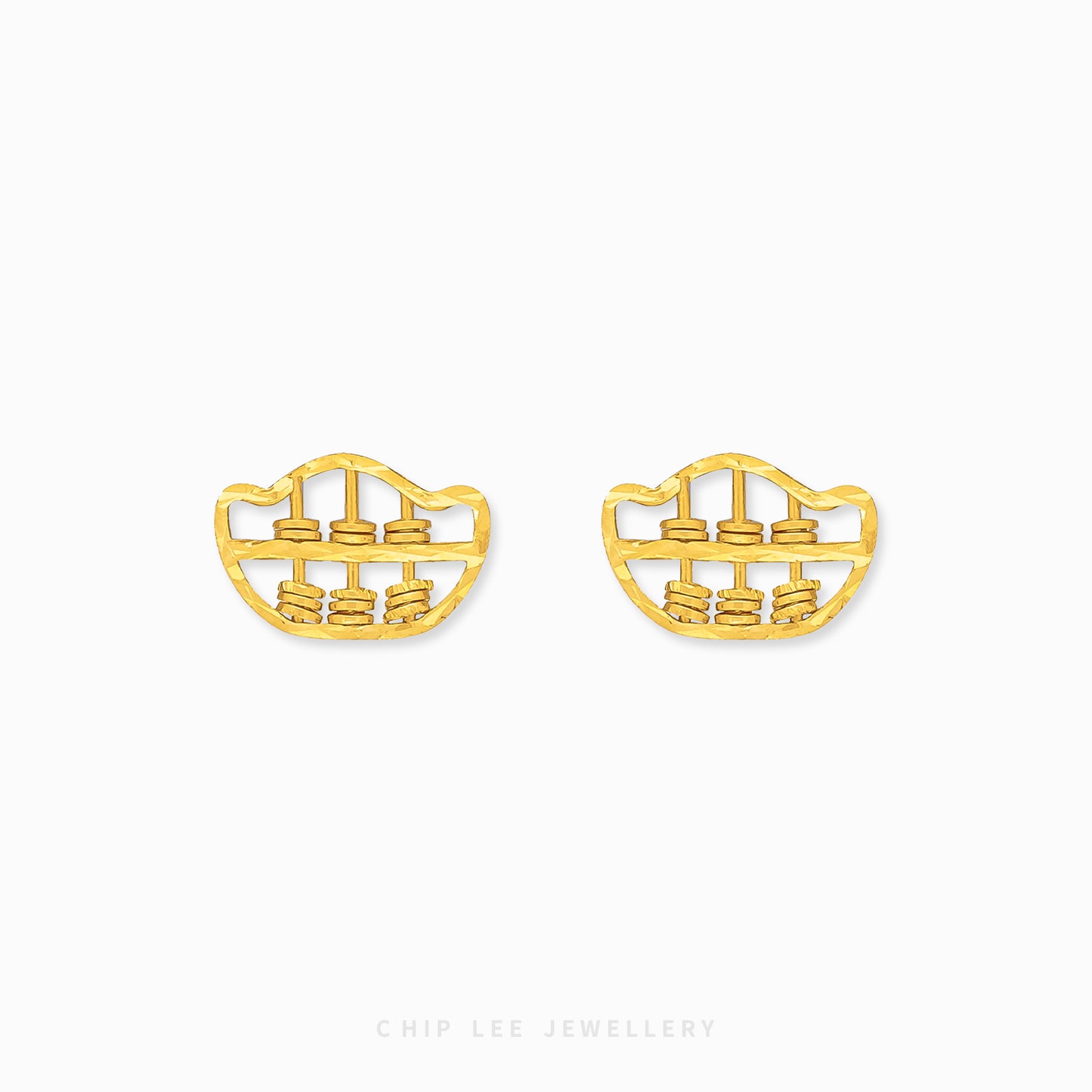 22K gold Abacus Ingot Stud Earring by Chip Lee Jewellery, inspired by traditional abacus beads, symbolizing prosperity and balance in a modern design.