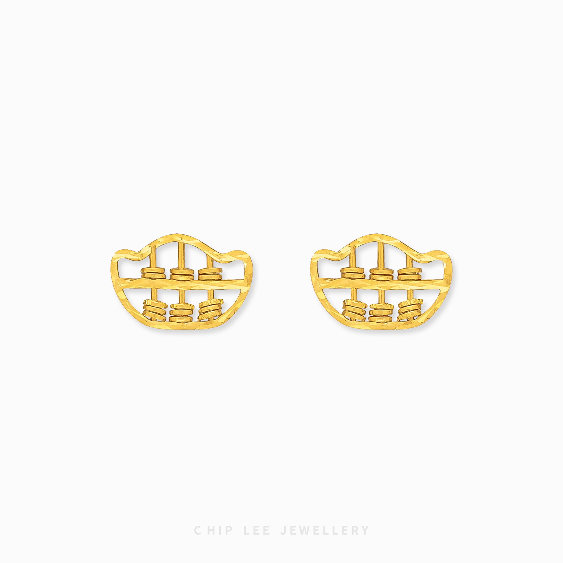 22K gold Abacus Ingot Stud Earring by Chip Lee Jewellery, inspired by traditional abacus beads, symbolizing prosperity and balance in a modern design.