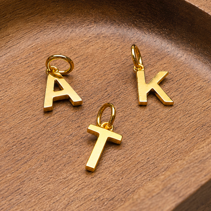 Polished Gold Letter Alphabet Pendants with Minimalist Design