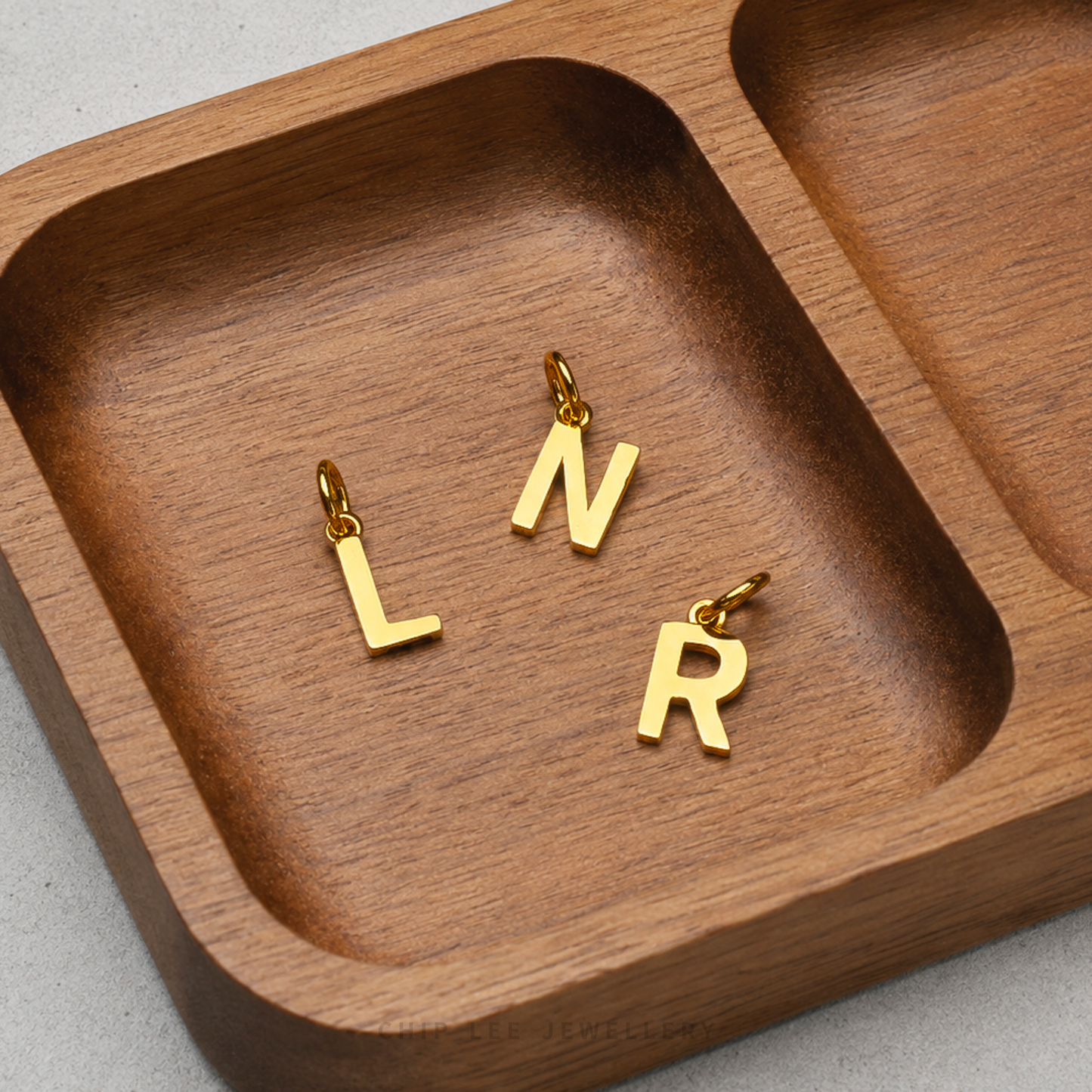 Polished Gold Letter Alphabet Pendants with Minimalist Design