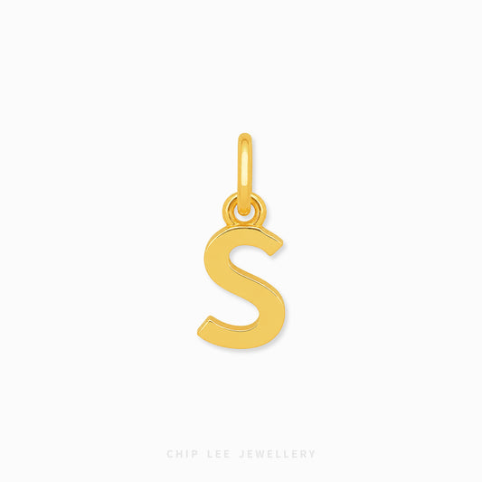 Polished S Gold Letter Alphabet Pendants with Minimalist Design