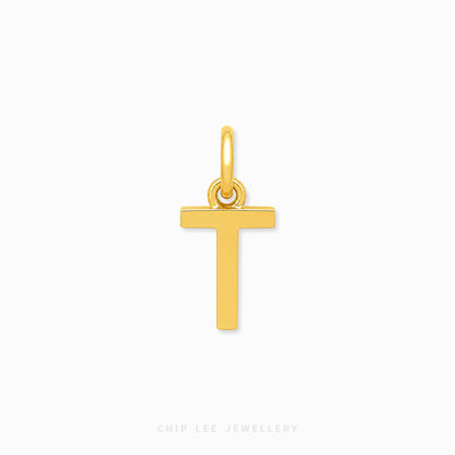 Polished Gold Letter Alphabet Pendants with Minimalist Design
