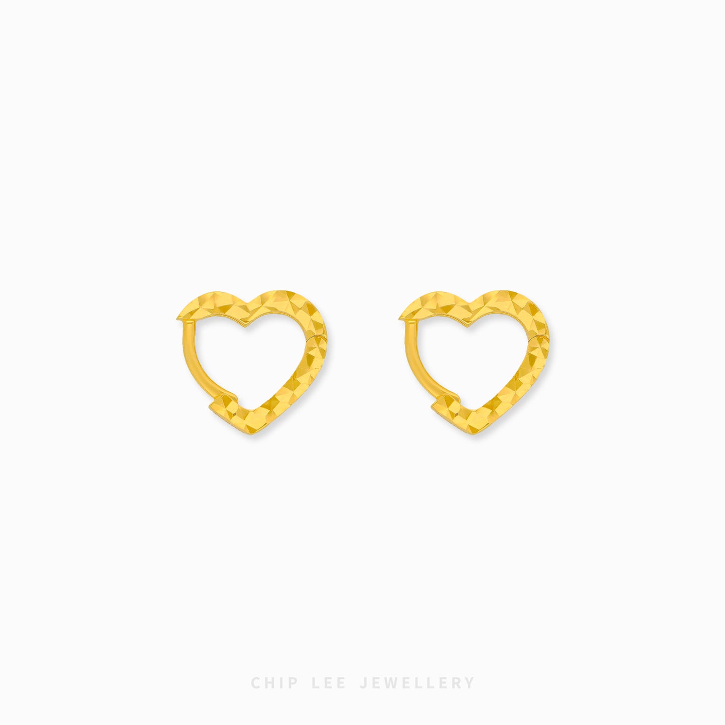 Amor Hoop Earrings in 916 gold, elegant romantic gold hoop earrings for women, timeless everyday jewellery