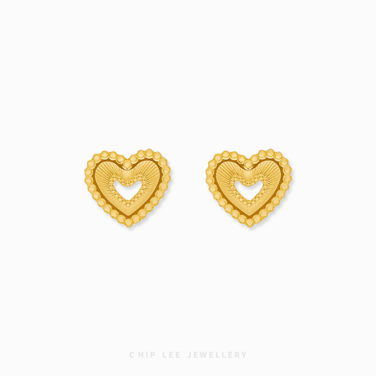Amor Stud Earrings in 999 pure gold