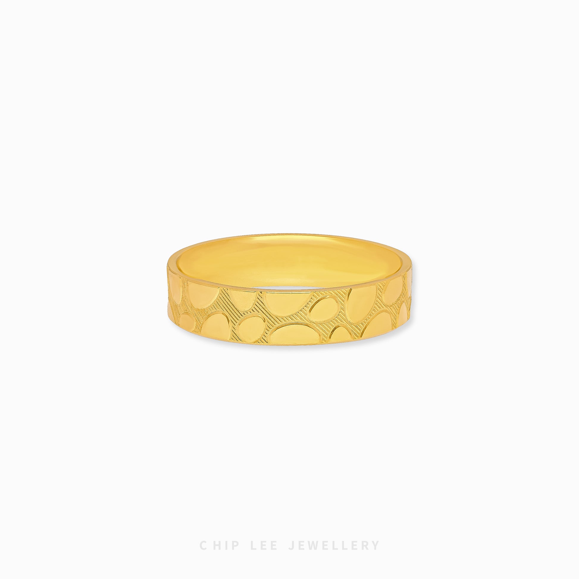 Animal Print Design Ring with textured pattern in 916 gold (22K), crafted by Chip Lee Jewellery Singapore