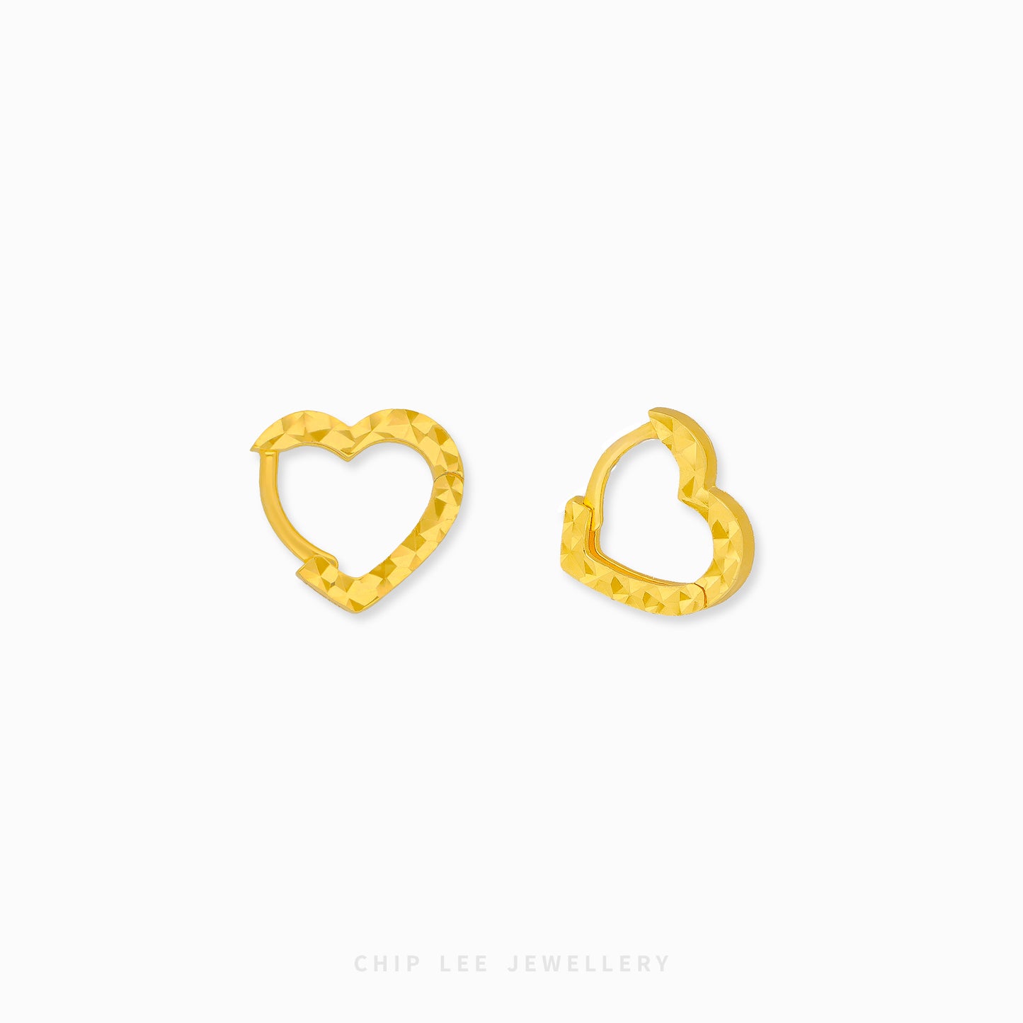 Amor Hoop Earrings in 916 gold, elegant romantic gold hoop earrings for women, timeless everyday jewellery