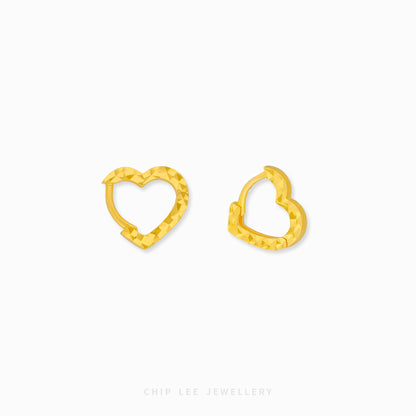 Amor Hoop Earrings in 916 gold, elegant romantic gold hoop earrings for women, timeless everyday jewellery