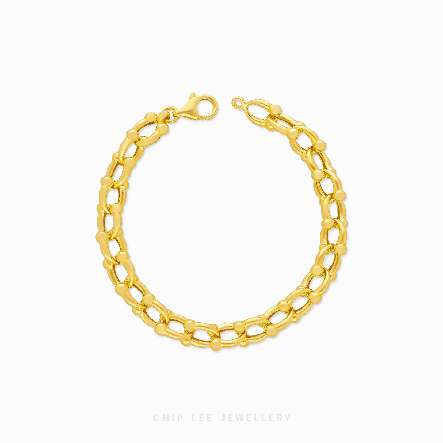 Bar Ball Link Chain Bracelet with sleek bar and polished ball links, modern women’s gold jewelry for everyday wear