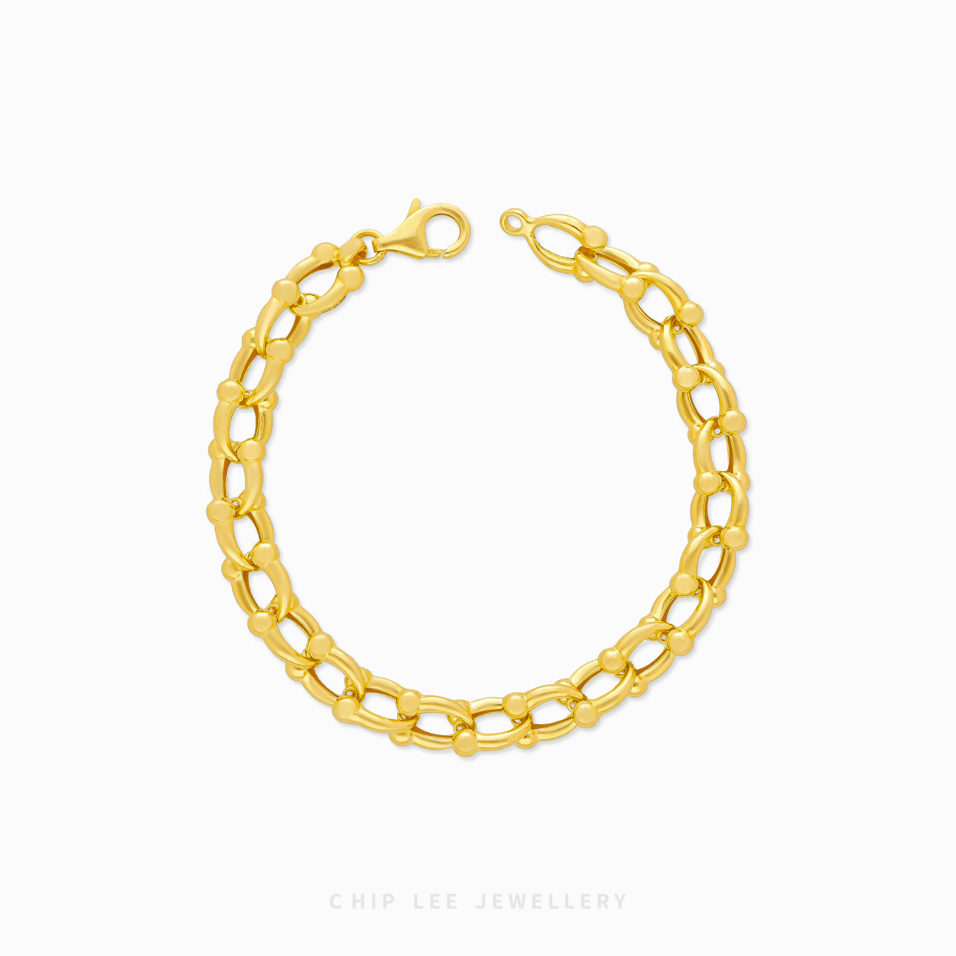 Bar Ball Link Chain Bracelet with sleek bar and polished ball links, modern women’s gold jewelry for everyday wear