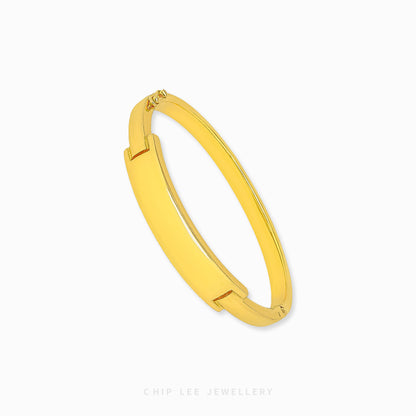 Bar Bangle by Chip Lee Jewellery Singapore, sleek clean bar motif in 916/22K gold, modern statement piece with refined elegance