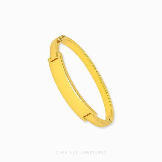 Bar Bangle by Chip Lee Jewellery Singapore, sleek clean bar motif in 916/22K gold, modern statement piece with refined elegance