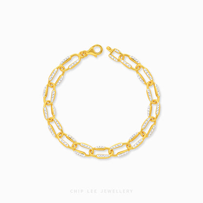 Bianca Bracelet with elongated oval links and textured white-tone detailing by Chip Lee Jewellery