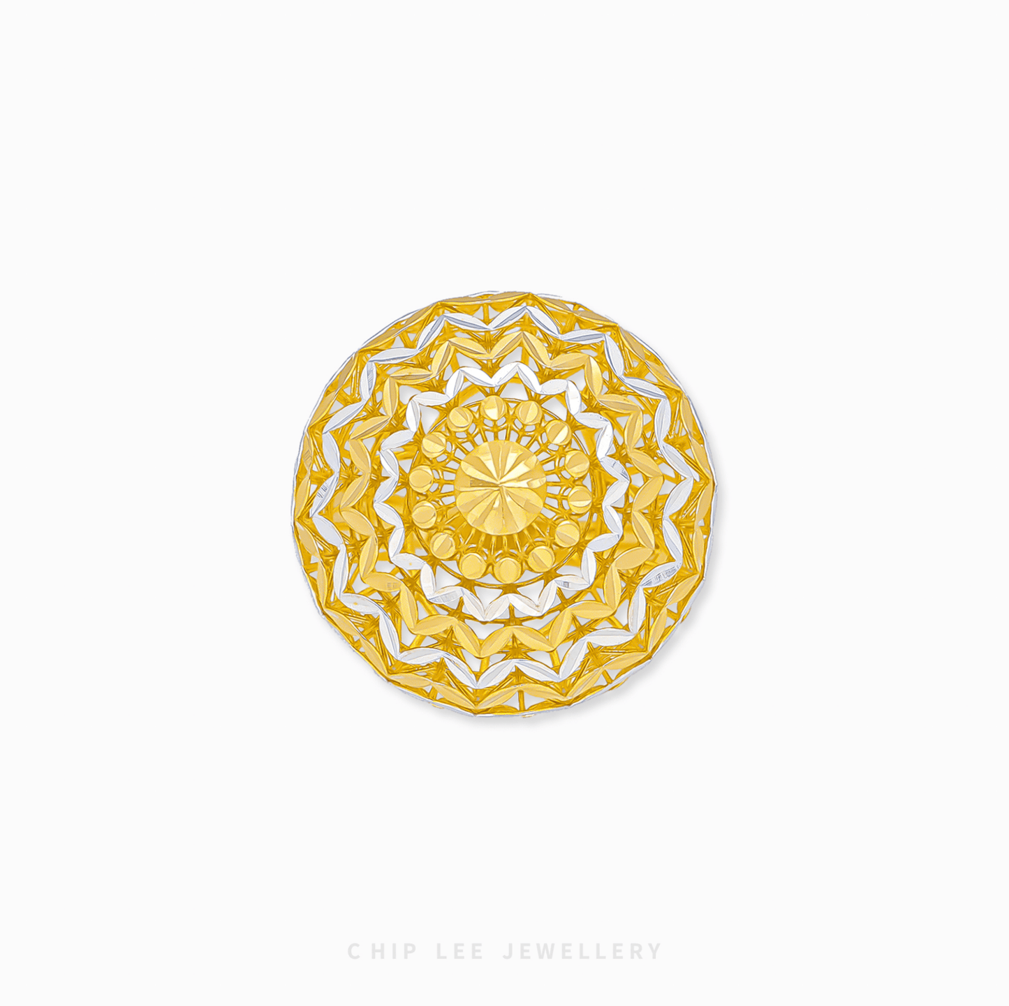 Bold Oracle Ring with intricate detailing, polished gold textures, and a striking, contemporary design for women.