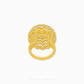 Bold Oracle Ring with intricate detailing, polished gold textures, and a striking, contemporary design for women.