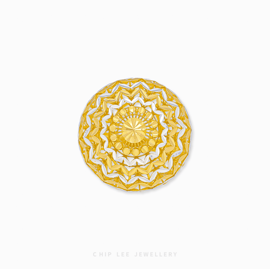 Bold Oracle Ring with intricate detailing, polished gold textures, and a striking, contemporary design for women.