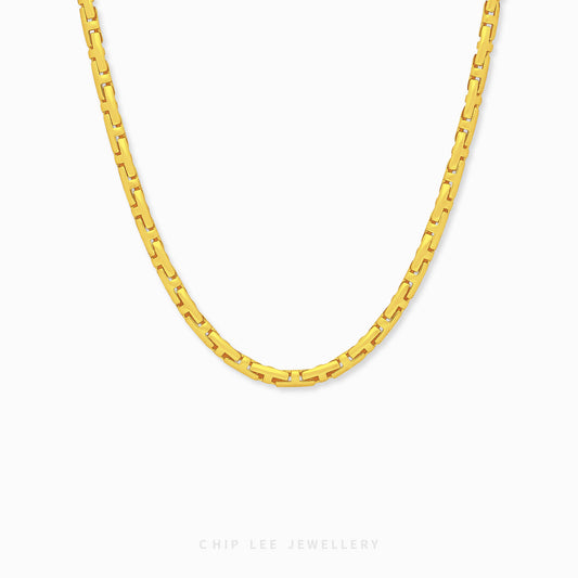 Chip Lee Boston Chain Necklace. Certified heavy 916 Gold (22K) classic chain. The substantial design offers a bold statement jewellery piece from Chip Lee SG.
