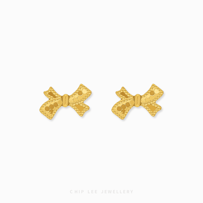Bow Stud Earrings in 999 pre gold