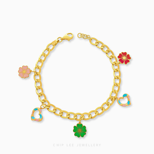 Multi-colour Enamel Mixed Charm Bracelet