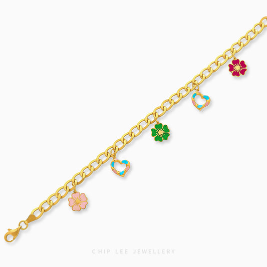 Multi-colour Enamel Mixed Charm Bracelet