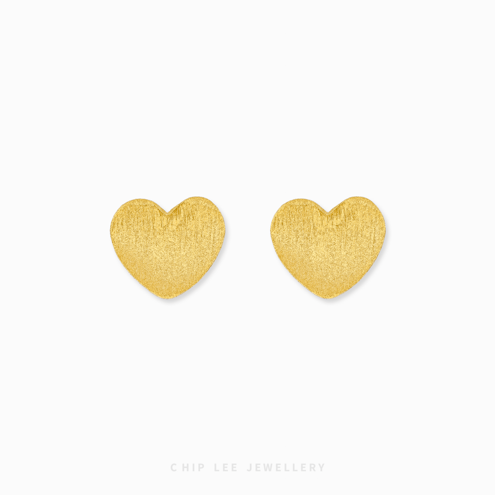 Brushed Heart Stud Earrings in 999 pure gold