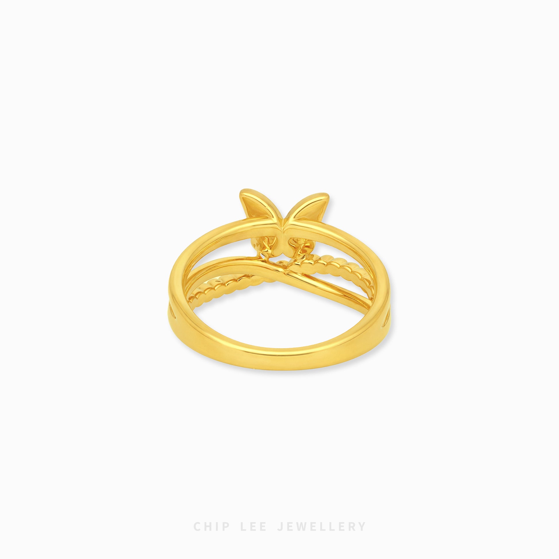 999 gold butterfly ring in 24K pure gold with elegant minimalist butterfly design