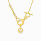 Duo Tone Circle Heart Toggle T-Bar Lock Necklace