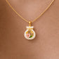 999 Pure Gold Floral Money Bag He Tian Jade Pendant