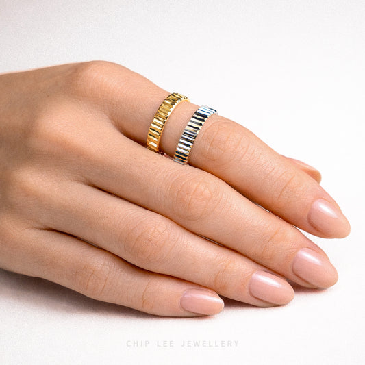Duo Tone Ribbed Ring