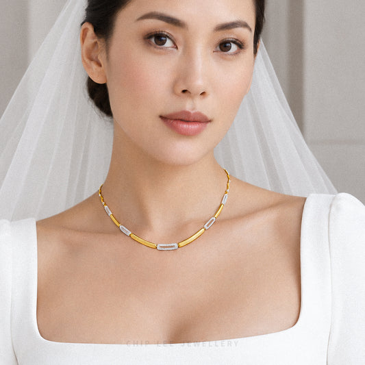 Duo Tone Pave Necklace